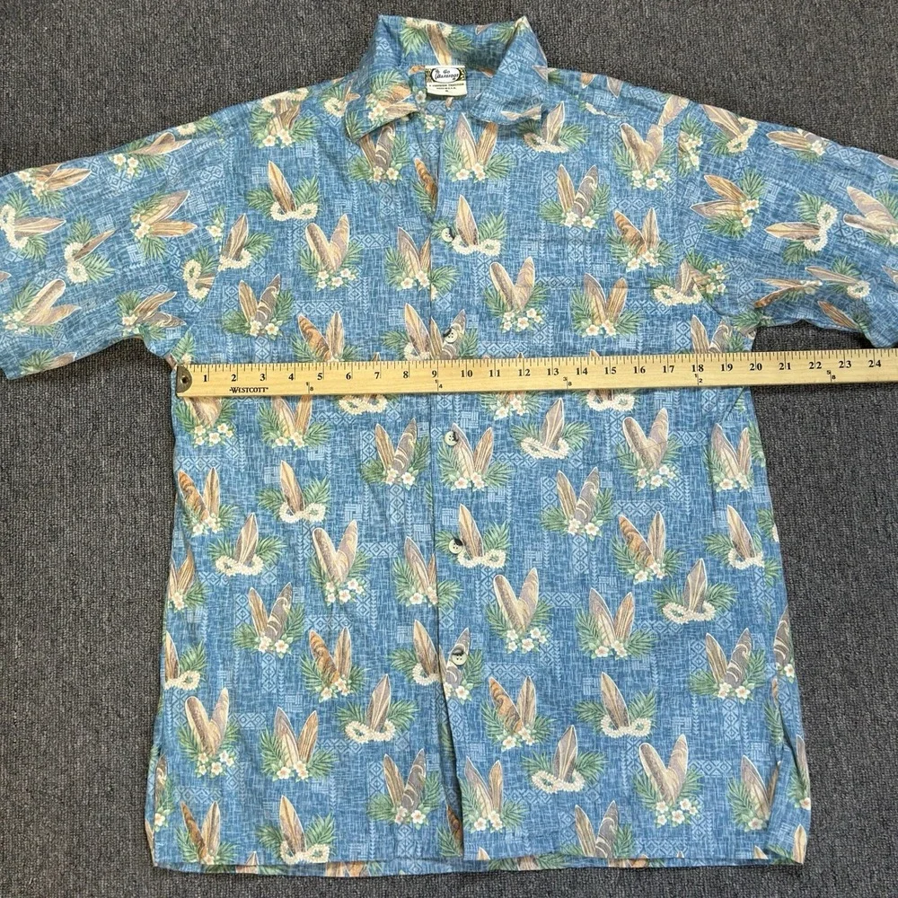 Go Barefoot Hawaiian Shirt Button Up Reverse Print Tropical Surf Mens Size Small